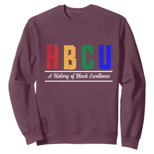 HBCU A History of Black Excellence Sweatshirt College Pride Statement Celebrating African American Achievement TS02 Maroon Print Your Wear
