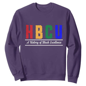 HBCU A History of Black Excellence Sweatshirt College Pride Statement Celebrating African American Achievement TS02 Purple Print Your Wear