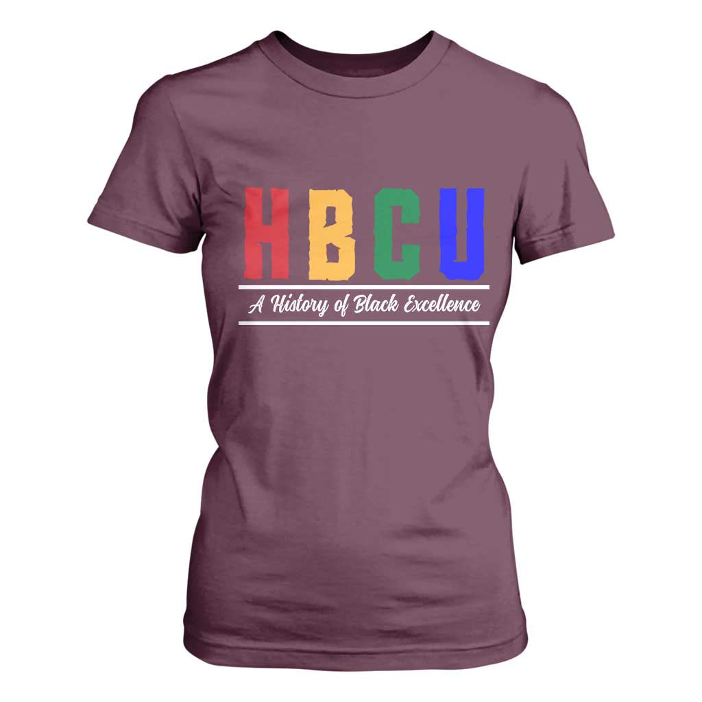 HBCU A History of Black Excellence T Shirt For Women College Pride Statement Celebrating African American Achievement TS02 Maroon Print Your Wear