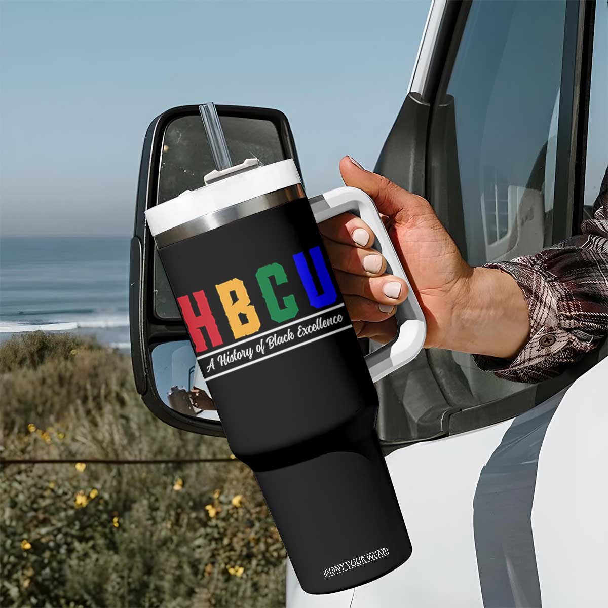 HBCU A History of Black Excellence Tumbler With Handle College Pride Statement Celebrating African American Achievement TS02 Print Your Wear