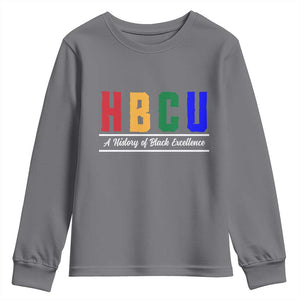 HBCU A History of Black Excellence Youth Sweatshirt College Pride Statement Celebrating African American Achievement TS02 Charcoal Print Your Wear