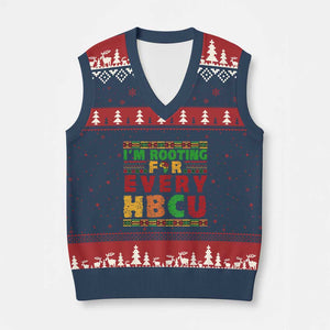 I’m Rooting for Every HBCU V-Neck Knit Sweater Vest Pan African Pride College Support Statement TS02 Navy Red Print Your Wear