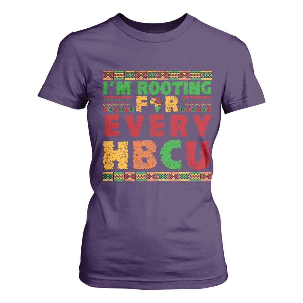 I’m Rooting for Every HBCU T Shirt For Women Pan African Pride College Support Statement TS02 Purple Print Your Wear
