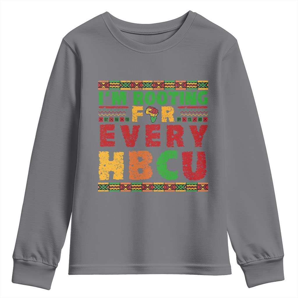 I’m Rooting for Every HBCU Youth Sweatshirt Pan African Pride College Support Statement TS02 Charcoal Print Your Wear