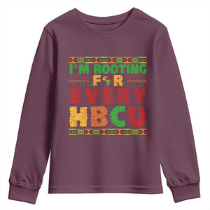 I’m Rooting for Every HBCU Youth Sweatshirt Pan African Pride College Support Statement TS02 Maroon Print Your Wear