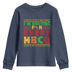 I’m Rooting for Every HBCU Youth Sweatshirt Pan African Pride College Support Statement TS02 Navy Print Your Wear