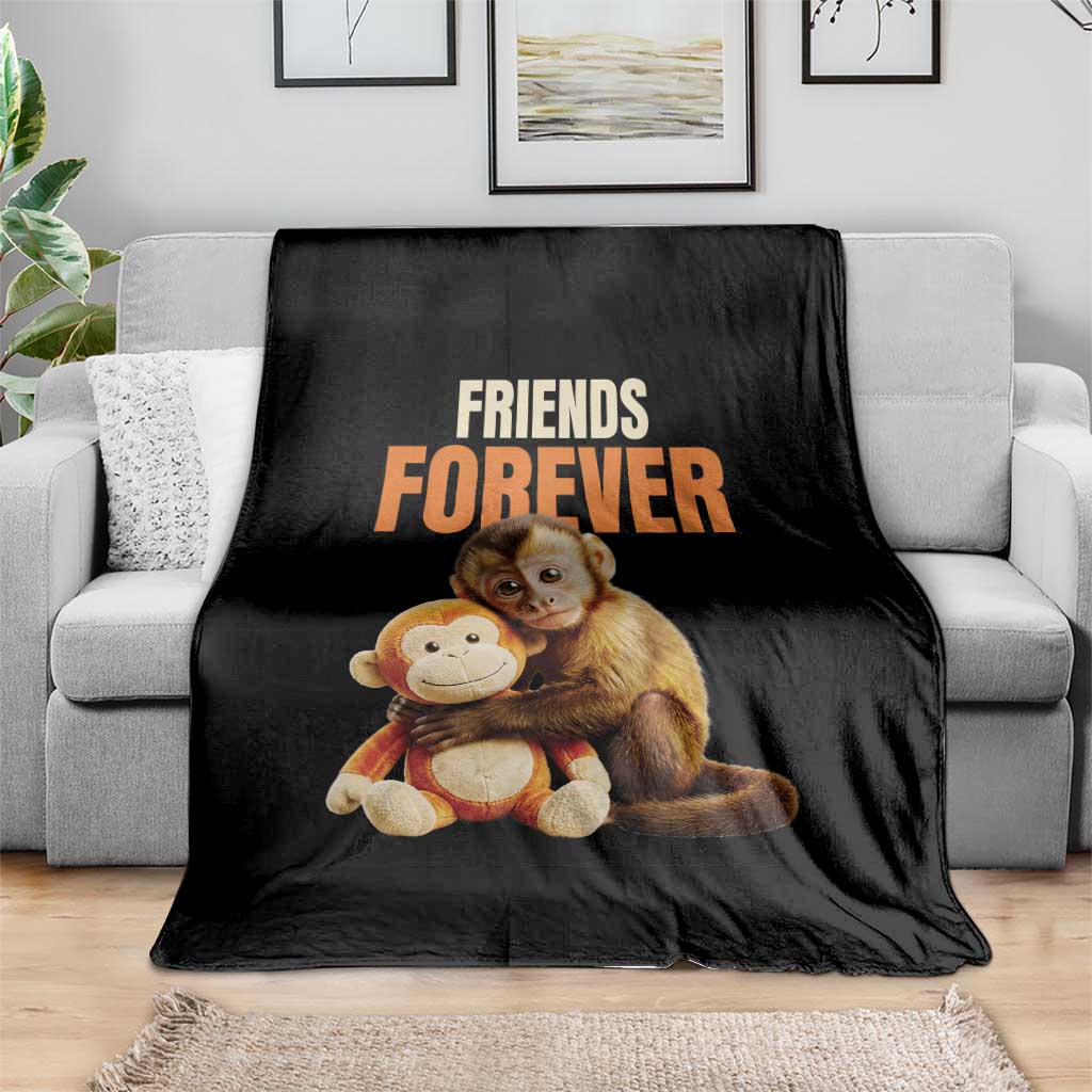 Friends Forever Viral Punch The Monkey Throw Blanket Cute Baby Monkey Hugging Plush Toy Best Friend Gift TS02 Print Your Wear