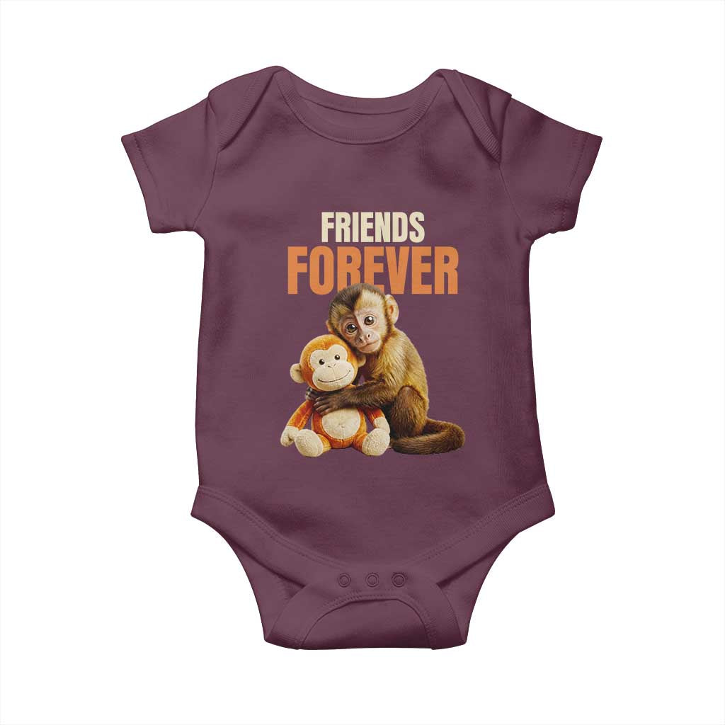 Friends Forever Viral Punch The Monkey Baby Onesie Cute Baby Monkey Hugging Plush Toy Best Friend Gift TS02 Maroon Print Your Wear