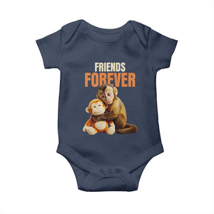 Friends Forever Viral Punch The Monkey Baby Onesie Cute Baby Monkey Hugging Plush Toy Best Friend Gift TS02 Navy Print Your Wear