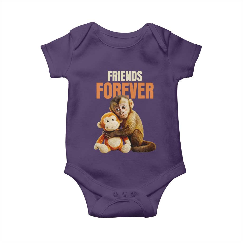 Friends Forever Viral Punch The Monkey Baby Onesie Cute Baby Monkey Hugging Plush Toy Best Friend Gift TS02 Purple Print Your Wear
