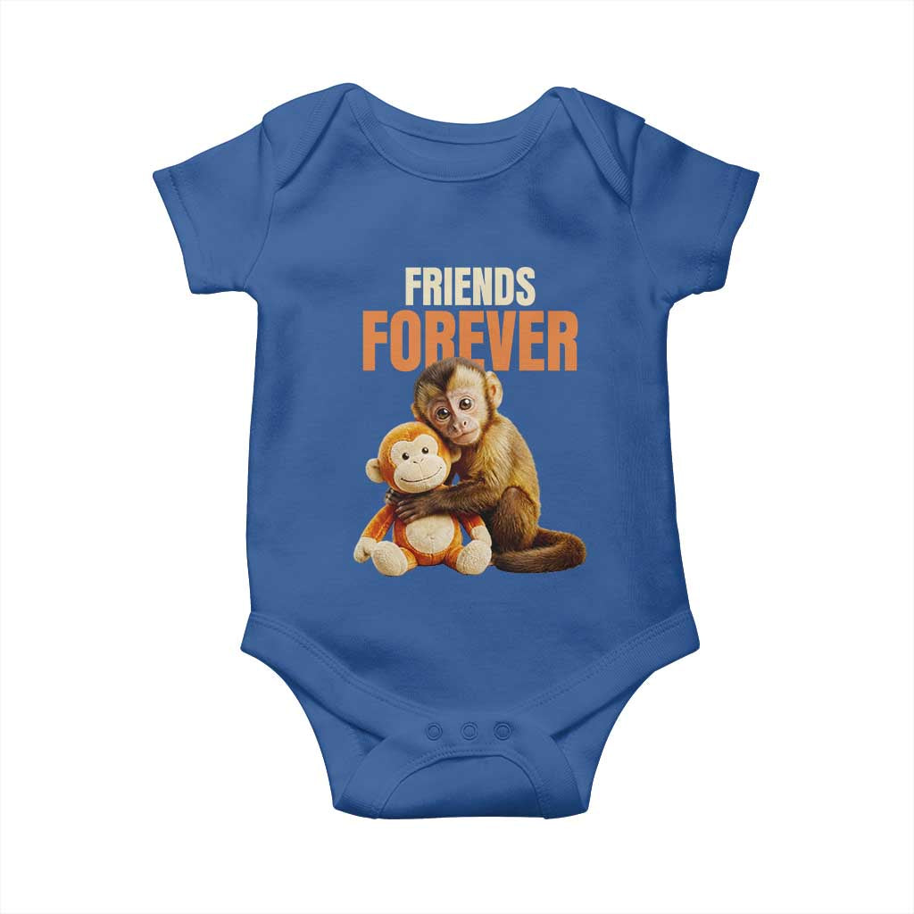 Friends Forever Viral Punch The Monkey Baby Onesie Cute Baby Monkey Hugging Plush Toy Best Friend Gift TS02 Royal Blue Print Your Wear
