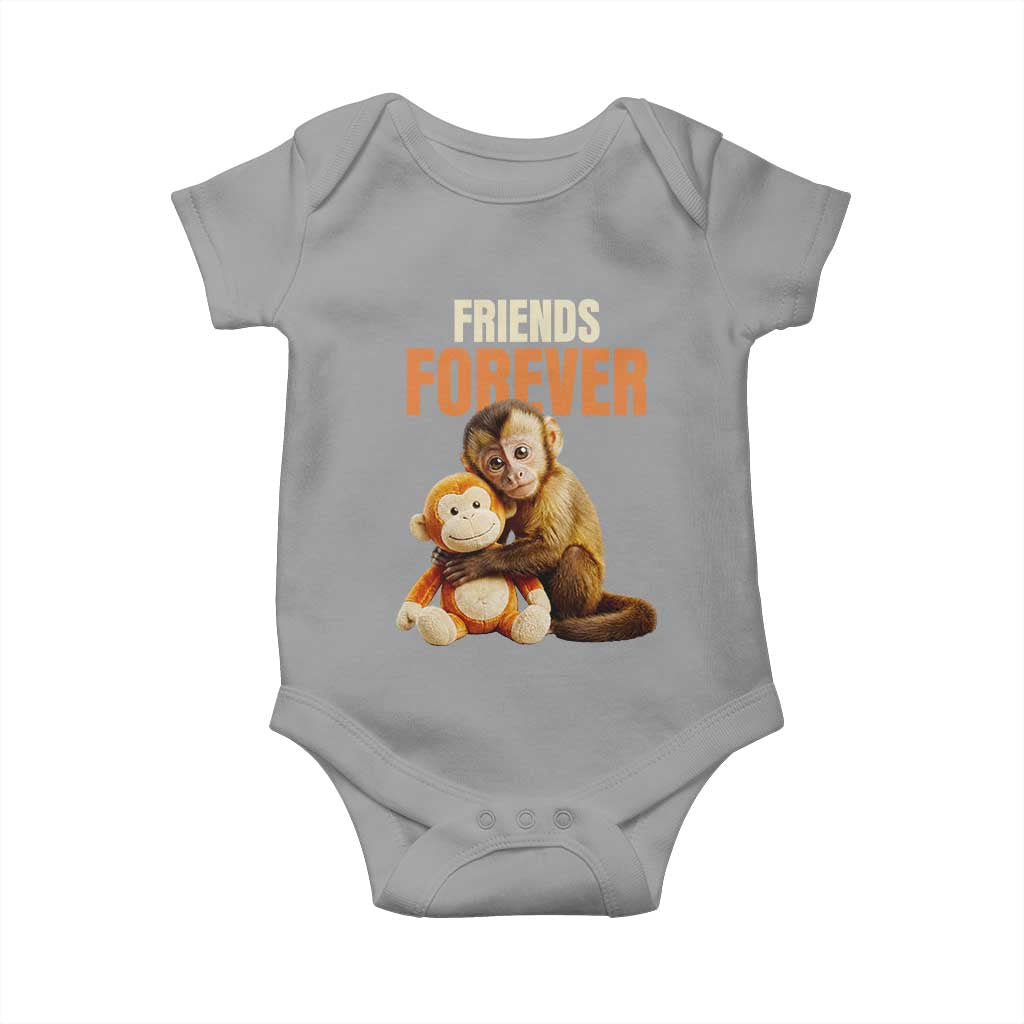 Friends Forever Viral Punch The Monkey Baby Onesie Cute Baby Monkey Hugging Plush Toy Best Friend Gift TS02 Sport Gray Print Your Wear