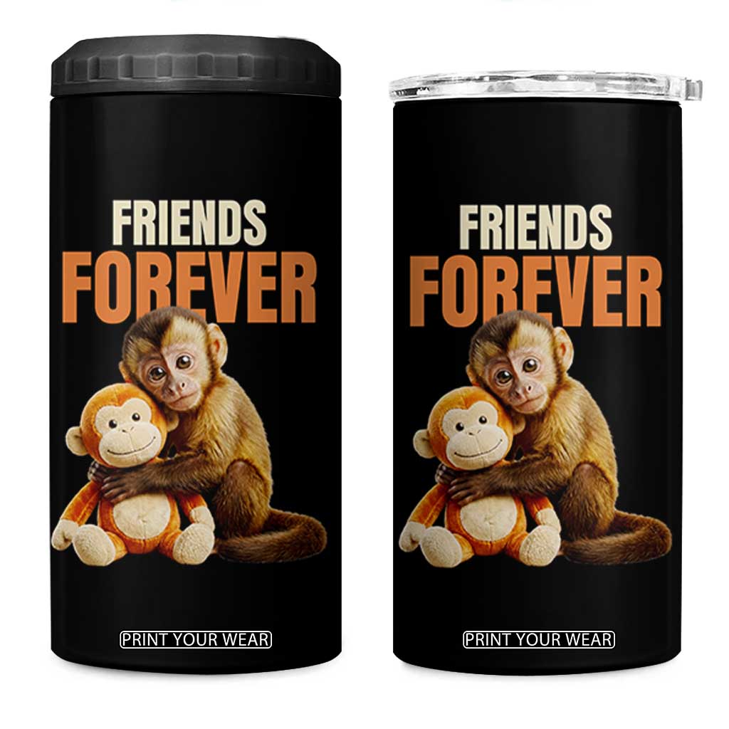 Friends Forever Viral Punch The Monkey 4 in 1 Can Cooler Tumbler Cute Baby Monkey Hugging Plush Toy Best Friend Gift TS02 One Size: 16 oz Black Print Your Wear