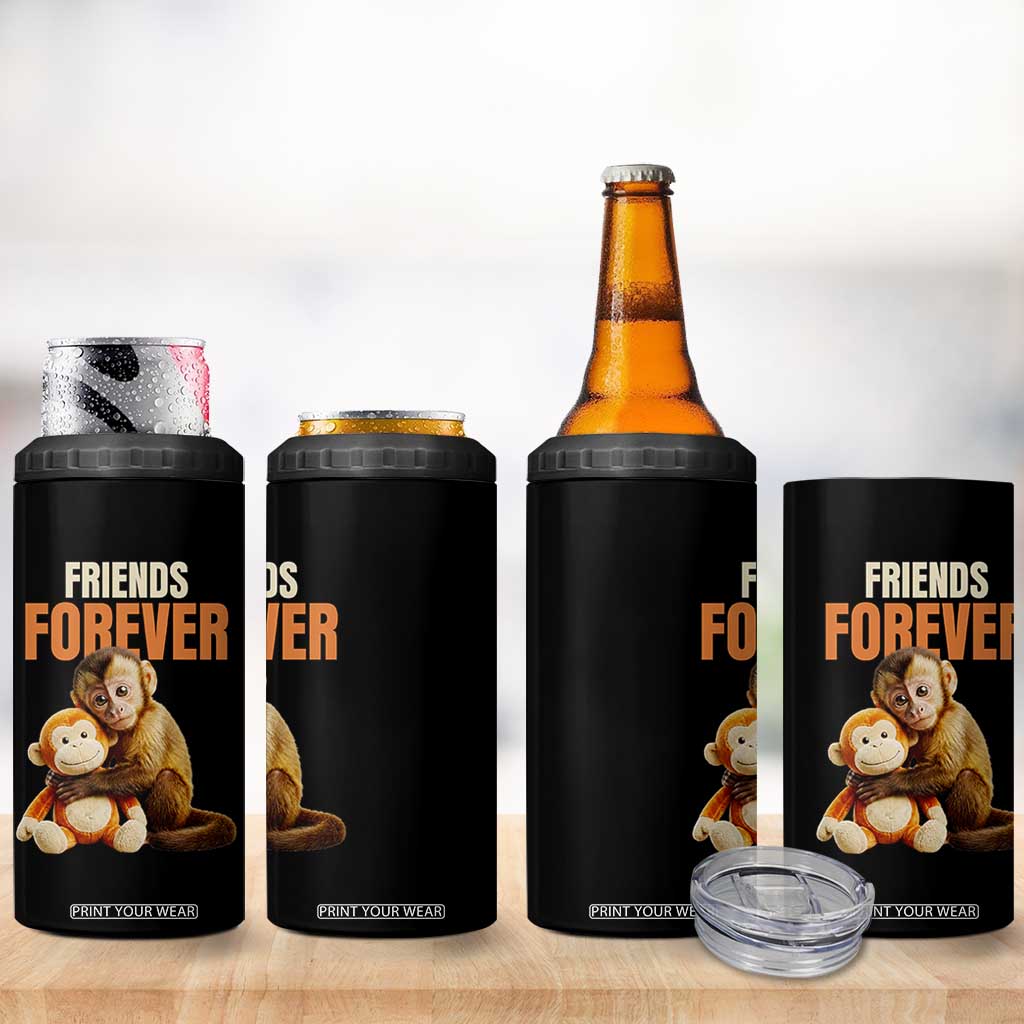 Friends Forever Viral Punch The Monkey 4 in 1 Can Cooler Tumbler Cute Baby Monkey Hugging Plush Toy Best Friend Gift TS02 Print Your Wear