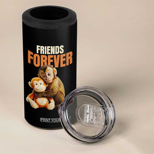 Friends Forever Viral Punch The Monkey 4 in 1 Can Cooler Tumbler Cute Baby Monkey Hugging Plush Toy Best Friend Gift TS02 Print Your Wear