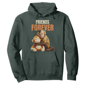Friends Forever Viral Punch The Monkey Hoodie Cute Baby Monkey Hugging Plush Toy Best Friend Gift TS02 Dark Forest Green Print Your Wear