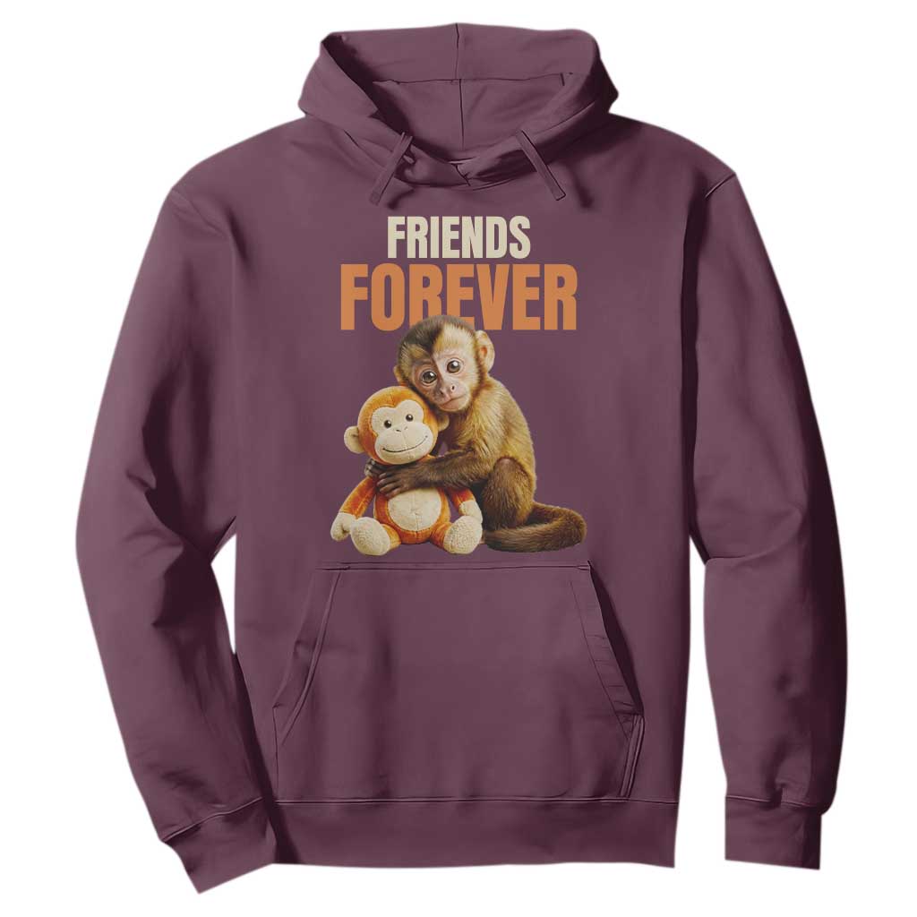 Friends Forever Viral Punch The Monkey Hoodie Cute Baby Monkey Hugging Plush Toy Best Friend Gift TS02 Maroon Print Your Wear