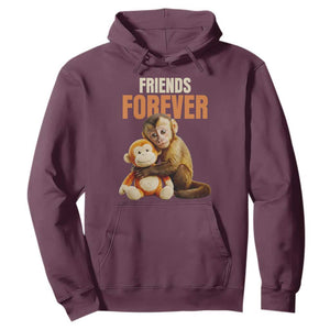 Friends Forever Viral Punch The Monkey Hoodie Cute Baby Monkey Hugging Plush Toy Best Friend Gift TS02 Maroon Print Your Wear
