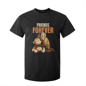 Friends Forever Viral Punch The Monkey T Shirt For Kid Cute Baby Monkey Hugging Plush Toy Best Friend Gift TS02 Black Print Your Wear