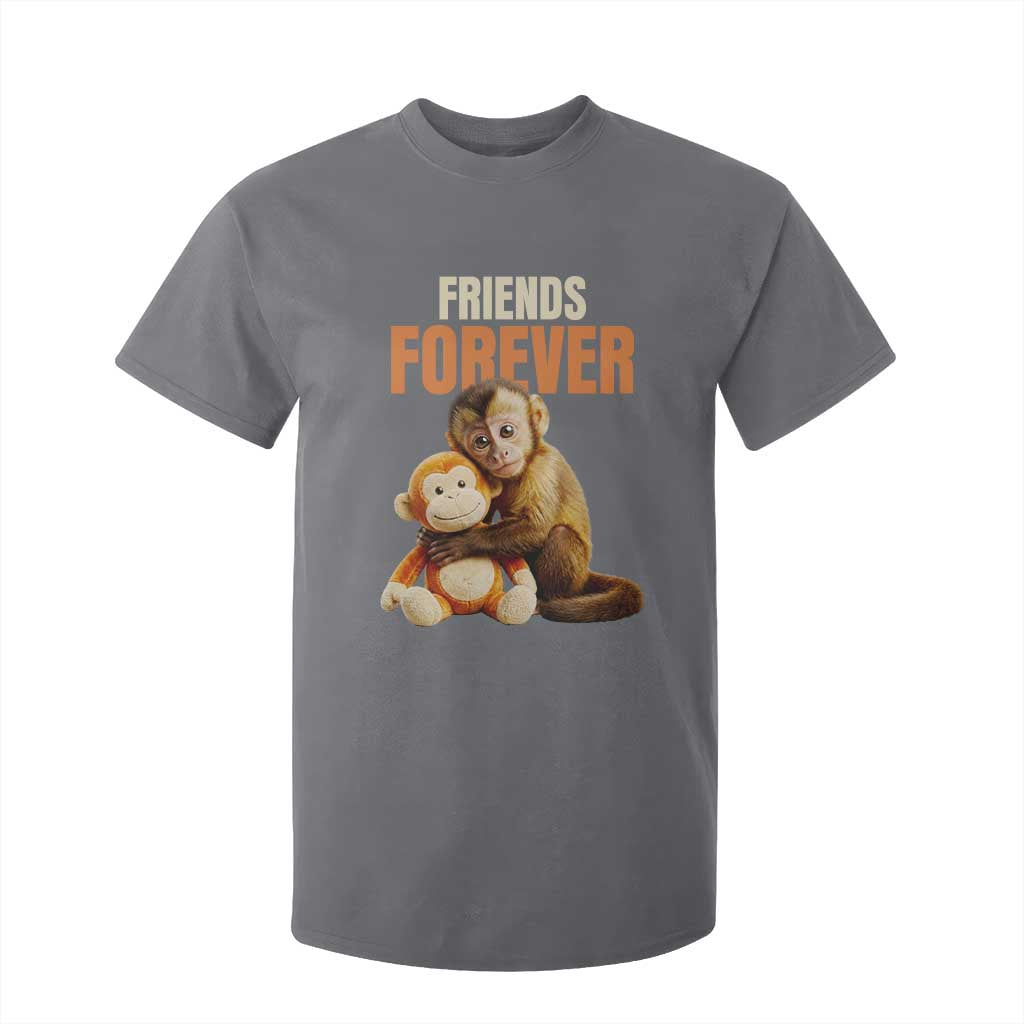 Friends Forever Viral Punch The Monkey T Shirt For Kid Cute Baby Monkey Hugging Plush Toy Best Friend Gift TS02 Charcoal Print Your Wear