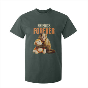 Friends Forever Viral Punch The Monkey T Shirt For Kid Cute Baby Monkey Hugging Plush Toy Best Friend Gift TS02 Dark Forest Green Print Your Wear
