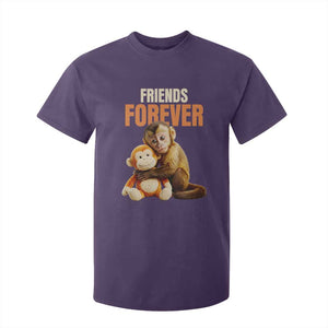 Friends Forever Viral Punch The Monkey T Shirt For Kid Cute Baby Monkey Hugging Plush Toy Best Friend Gift TS02 Purple Print Your Wear
