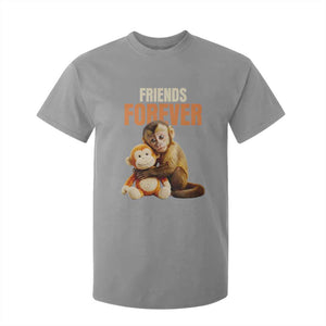 Friends Forever Viral Punch The Monkey T Shirt For Kid Cute Baby Monkey Hugging Plush Toy Best Friend Gift TS02 Sport Gray Print Your Wear