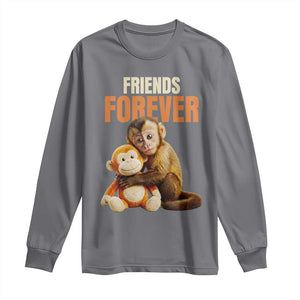 Friends Forever Viral Punch The Monkey Long Sleeve Shirt Cute Baby Monkey Hugging Plush Toy Best Friend Gift TS02 Charcoal Print Your Wear