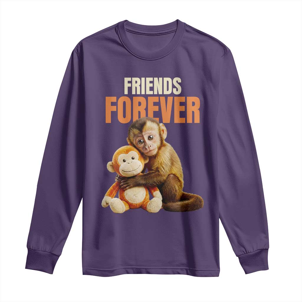 Friends Forever Viral Punch The Monkey Long Sleeve Shirt Cute Baby Monkey Hugging Plush Toy Best Friend Gift TS02 Purple Print Your Wear