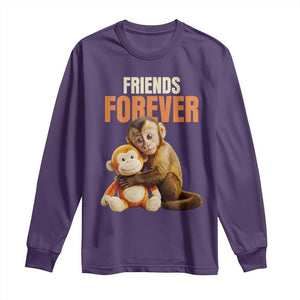 Friends Forever Viral Punch The Monkey Long Sleeve Shirt Cute Baby Monkey Hugging Plush Toy Best Friend Gift TS02 Purple Print Your Wear