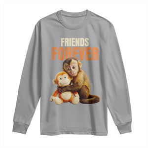 Friends Forever Viral Punch The Monkey Long Sleeve Shirt Cute Baby Monkey Hugging Plush Toy Best Friend Gift TS02 Sport Gray Print Your Wear