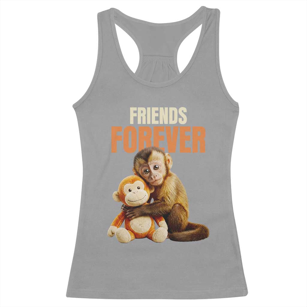 Friends Forever Viral Punch The Monkey Racerback Tank Top Cute Baby Monkey Hugging Plush Toy Best Friend Gift TS02 Sport Gray Print Your Wear