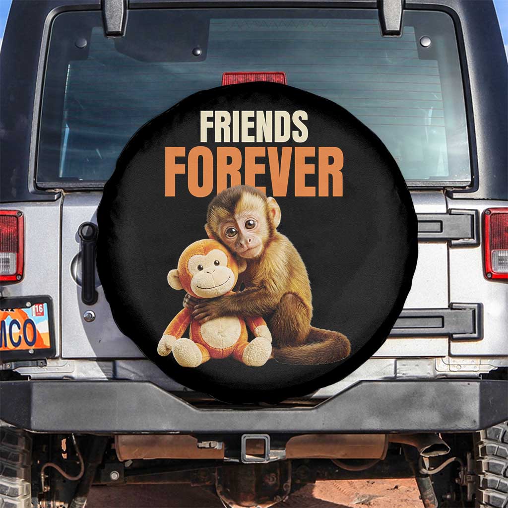 Friends Forever Viral Punch The Monkey Spare Tire Cover Cute Baby Monkey Hugging Plush Toy Best Friend Gift TS02 No hole Black Print Your Wear