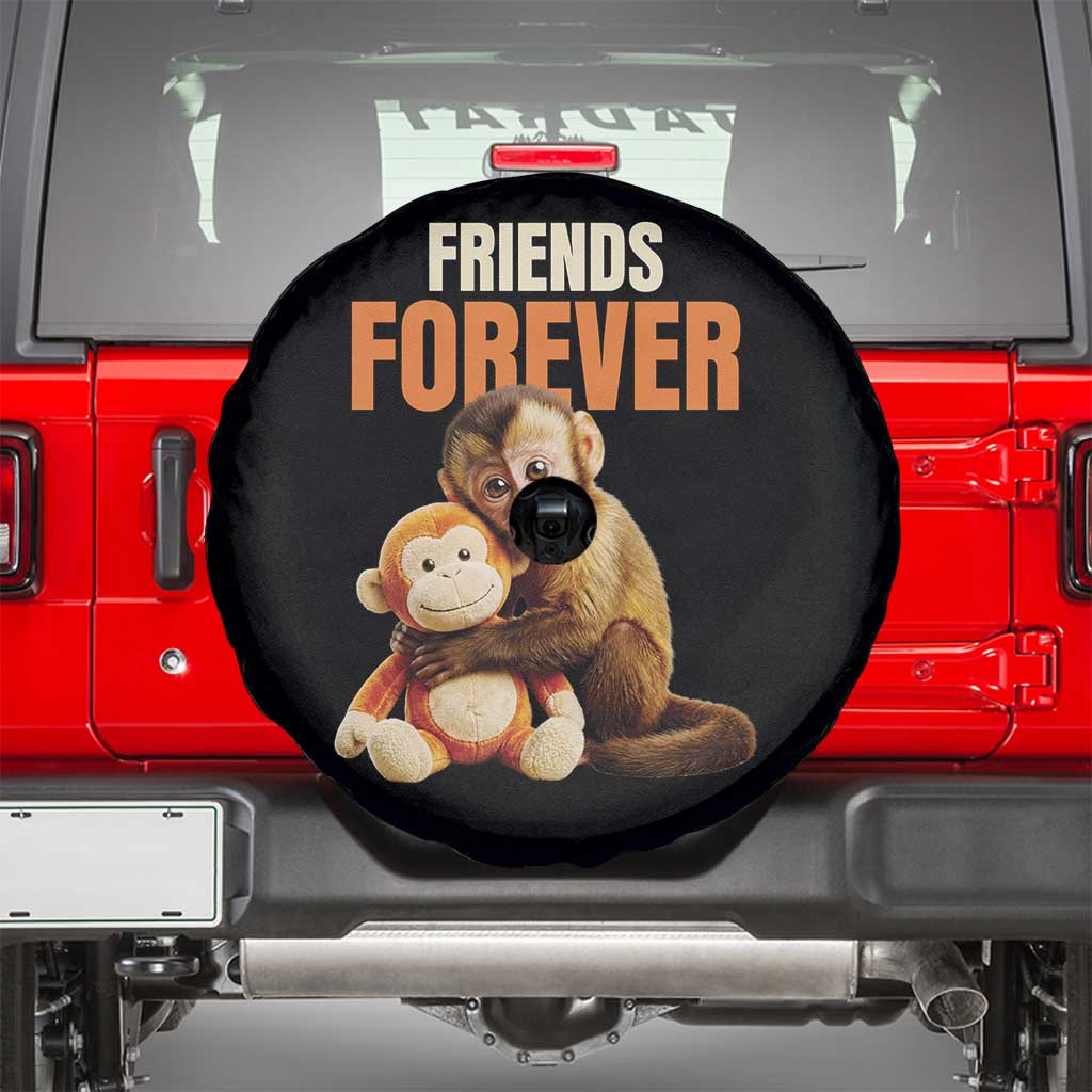 Friends Forever Viral Punch The Monkey Spare Tire Cover Cute Baby Monkey Hugging Plush Toy Best Friend Gift TS02 Black Print Your Wear