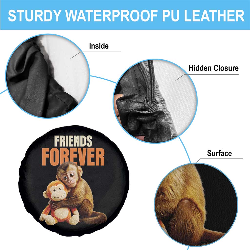 Friends Forever Viral Punch The Monkey Spare Tire Cover Cute Baby Monkey Hugging Plush Toy Best Friend Gift TS02 Print Your Wear