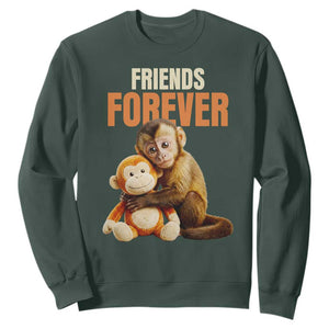 Friends Forever Viral Punch The Monkey Sweatshirt Cute Baby Monkey Hugging Plush Toy Best Friend Gift TS02 Dark Forest Green Print Your Wear
