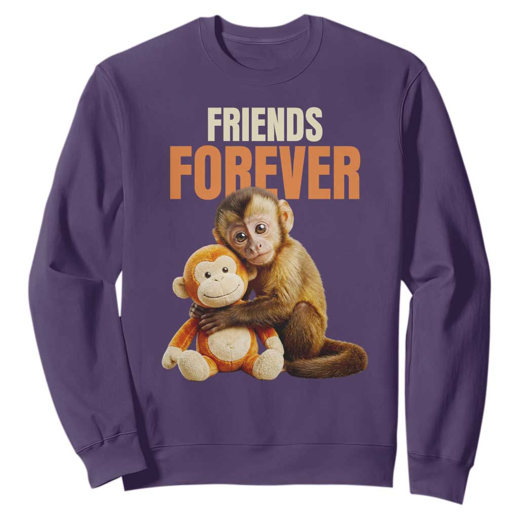 Friends Forever Viral Punch The Monkey Sweatshirt Cute Baby Monkey Hugging Plush Toy Best Friend Gift TS02 Purple Print Your Wear
