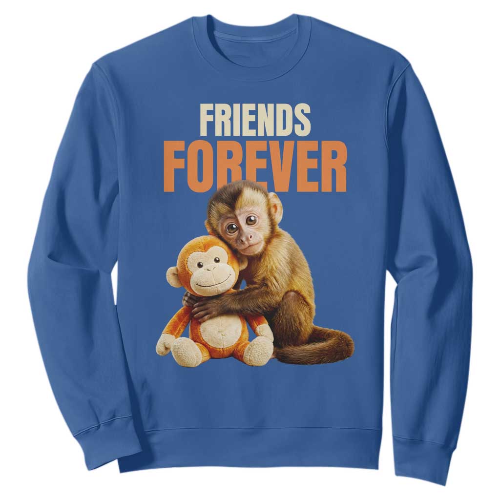 Friends Forever Viral Punch The Monkey Sweatshirt Cute Baby Monkey Hugging Plush Toy Best Friend Gift TS02 Royal Blue Print Your Wear