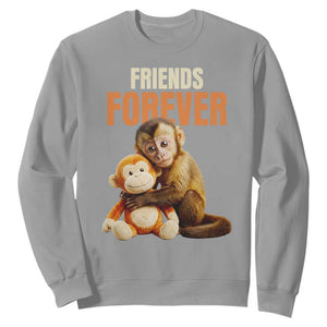 Friends Forever Viral Punch The Monkey Sweatshirt Cute Baby Monkey Hugging Plush Toy Best Friend Gift TS02 Sport Gray Print Your Wear