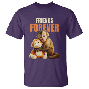 Friends Forever Viral Punch The Monkey T Shirt Cute Baby Monkey Hugging Plush Toy Best Friend Gift TS02 Purple Print Your Wear