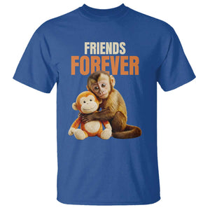 Friends Forever Viral Punch The Monkey T Shirt Cute Baby Monkey Hugging Plush Toy Best Friend Gift TS02 Royal Blue Print Your Wear