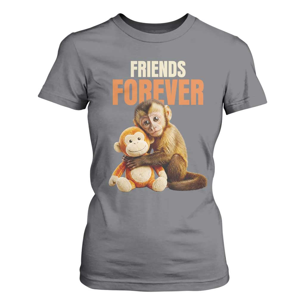Friends Forever Viral Punch The Monkey T Shirt For Women Cute Baby Monkey Hugging Plush Toy Best Friend Gift TS02 Charcoal Print Your Wear