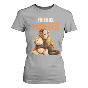 Friends Forever Viral Punch The Monkey T Shirt For Women Cute Baby Monkey Hugging Plush Toy Best Friend Gift TS02 Sport Gray Print Your Wear