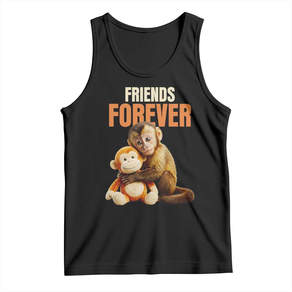 Friends Forever Viral Punch The Monkey Tank Top Cute Baby Monkey Hugging Plush Toy Best Friend Gift TS02 Black Print Your Wear