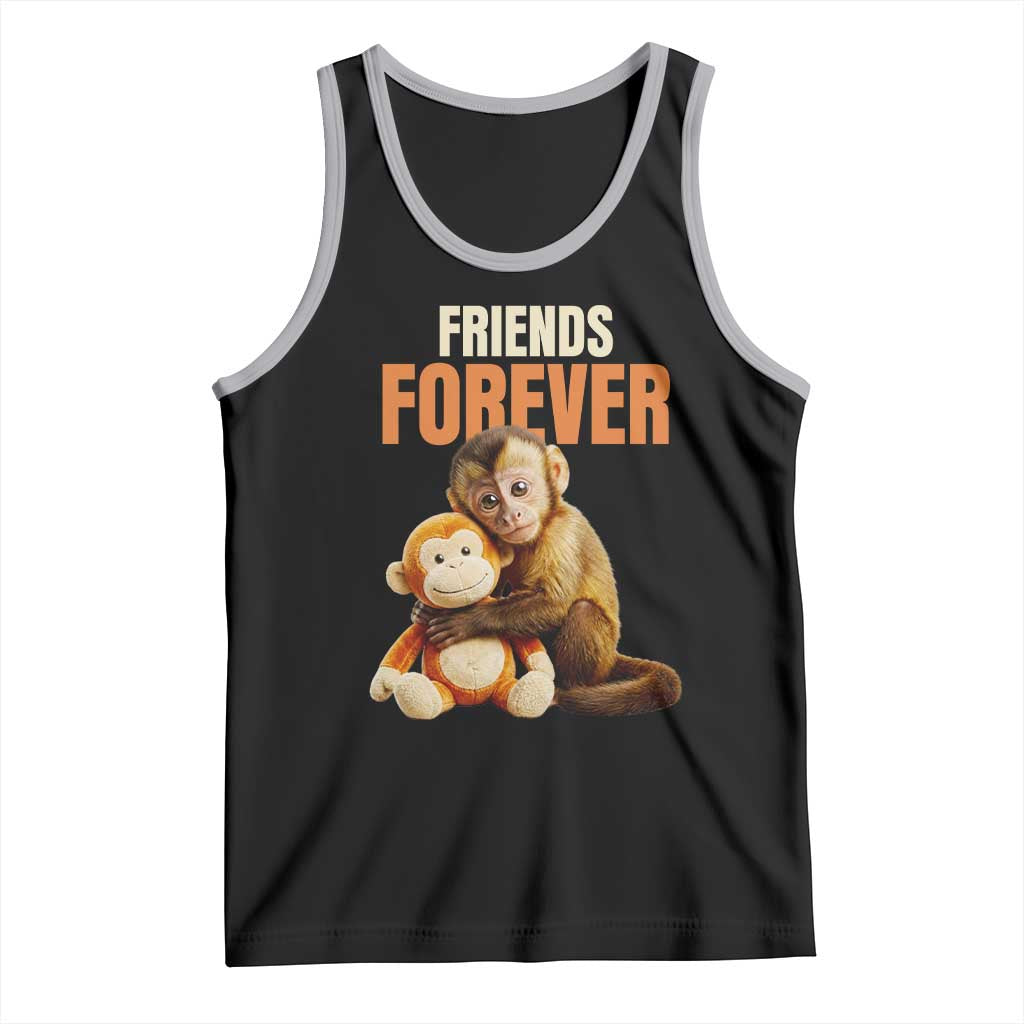 Friends Forever Viral Punch The Monkey Tank Top Cute Baby Monkey Hugging Plush Toy Best Friend Gift TS02 Black Athletic Heather Print Your Wear