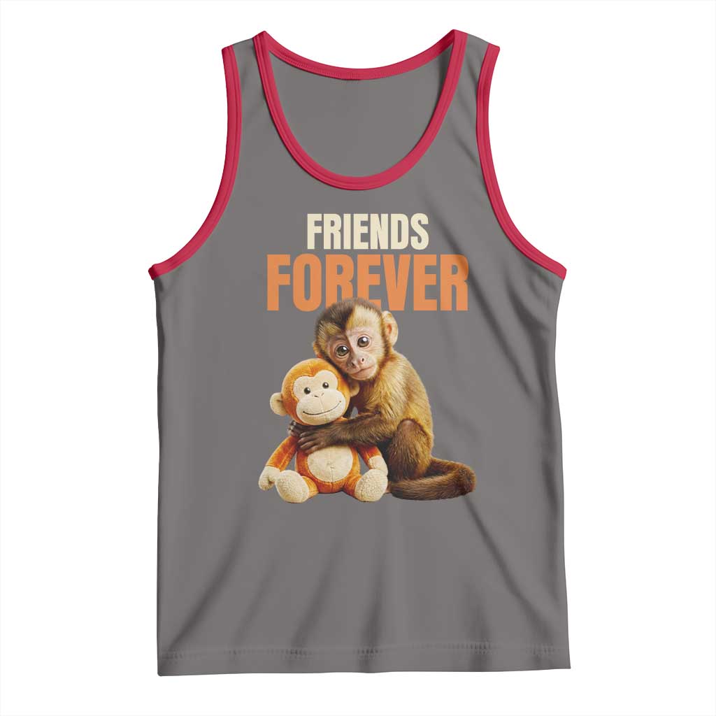 Friends Forever Viral Punch The Monkey Tank Top Cute Baby Monkey Hugging Plush Toy Best Friend Gift TS02 Deep Heather Red Print Your Wear