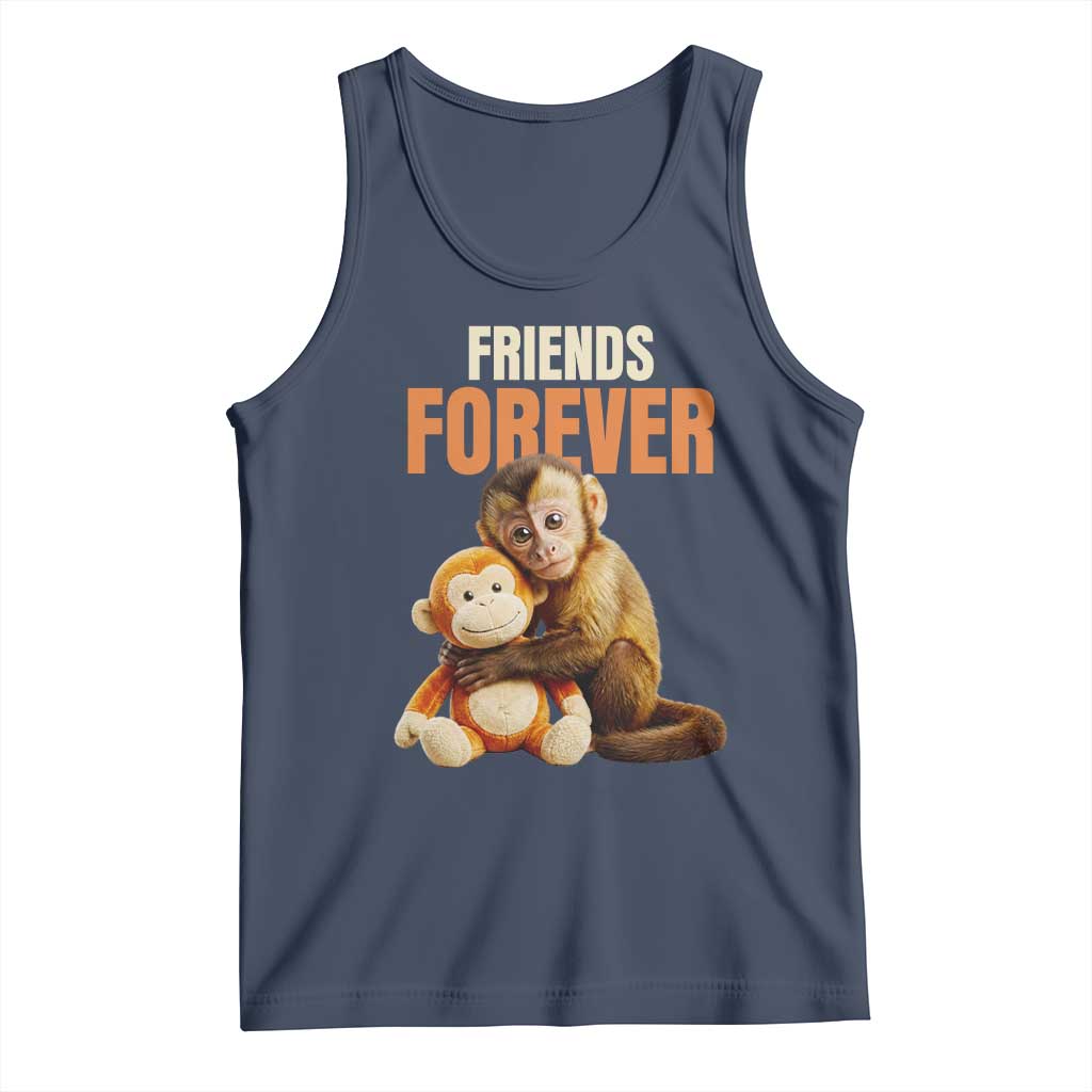 Friends Forever Viral Punch The Monkey Tank Top Cute Baby Monkey Hugging Plush Toy Best Friend Gift TS02 Navy Print Your Wear