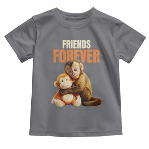 Friends Forever Viral Punch The Monkey Toddler T Shirt Cute Baby Monkey Hugging Plush Toy Best Friend Gift TS02 Charcoal Print Your Wear