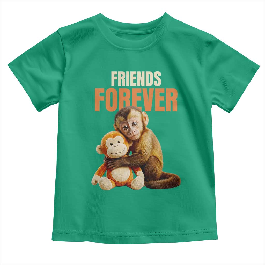 Friends Forever Viral Punch The Monkey Toddler T Shirt Cute Baby Monkey Hugging Plush Toy Best Friend Gift TS02 Irish Green Print Your Wear