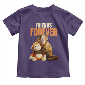 Friends Forever Viral Punch The Monkey Toddler T Shirt Cute Baby Monkey Hugging Plush Toy Best Friend Gift TS02 Purple Print Your Wear